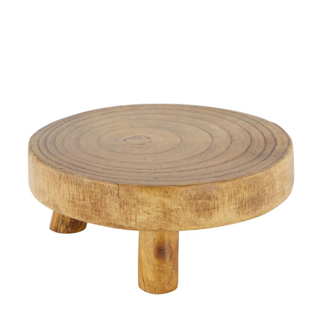 Dijk natural collections dienblad hout op voet ø19,5x8cm