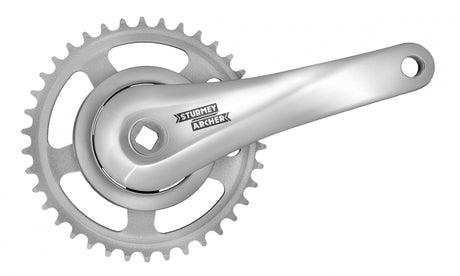 Sunrace Cranket 38T, krumtaplængde 170 mm. Sølv, alumnium, ulig. 95 mm dækning. 0 mm dybde