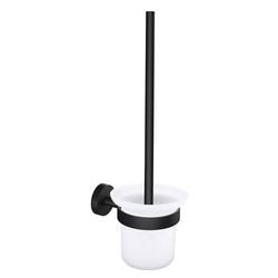 Tesa® moon black hangende toiletborstelhouder - montage zonder boren - zelfklevend - mat zwart metaal glas - industrieel design - wandmontage
