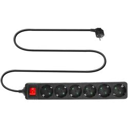 Act strømskinne med lysende kontakt, 6 fatninger, 3 m, sort ac2465