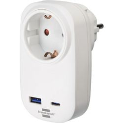Brennerstuhl stikadapter med USB-C strømforsyning til hurtig opladning (1x oplader USB-C 20W, 1x USB-A 18W)