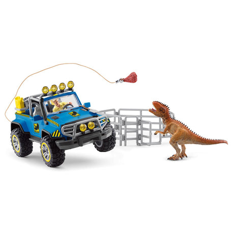 Schleich dinosaurer terrængående køretøj med dino vagtstolpe 41464