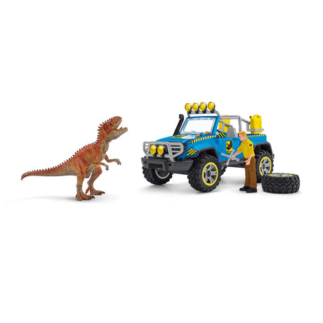 Schleich dinosaurer terrængående køretøj med dino vagtstolpe 41464