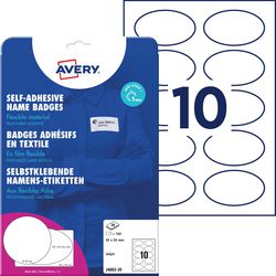 Avery navneskilt selvklæbende. zweckform oval 85x50 mm hvid aftagelig 200 etiketter 20 ark inkjet