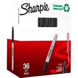 Sharpie permanente tuscher - fin spids - sort blæk - 36 stk