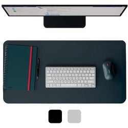Leitz stort læderbordsunderlag 70x36 cm - genbrugslæder - skridsikker - til tastaturmus - mørkegrå