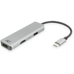 Akt-tilslutning USB-C 4K multiport-adapter til 2 HDMI-skærme, USB-A-dataport (aluminium)