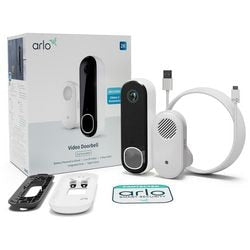 Arlo 2k trådløs videodørklokke med kameraklokke, 1 dørklokkesæt, hvid