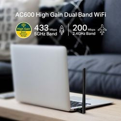 TP-Link Archer T2U Plus AC600 Wireless High-Gain Dual-Ban