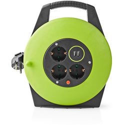 Nedis forlængerkabel – 10 m – 3000w – jordet – 4 stikkontakter – grøn sort