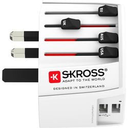 Skross world travel adapter med 2 integrerede USB