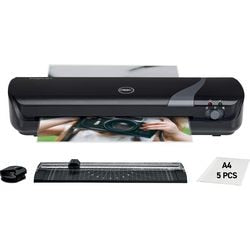 Gbc laminator inspire+ - sort - a4 - 125 mikron med hobbysæt, inkl. 1x hjørnerunder, 1x papirrulleskæremaskine og en startpakke med 5x A4 lamineringsposer