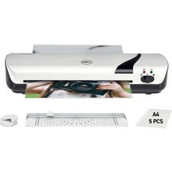 Gbc laminator inspire+ - hvid - a4 - 25 mikron med hobbysæt, inkl. 1x hjørnerunder, 1x papirrulleskæremaskine og en startpakke med 5x a4 lamineringsposer.