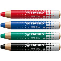 Stabilo whiteboard-marker markdry kleurenassort extra breed potloodpunt 5 stuks