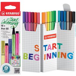 Stabilo pen 68 zig-zag tuschpenne - 18 stk.