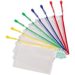 Djois opbevaringstaske med lynlås a5 - 235x165mm - PVC - assorteret - pakke med 8 stk.