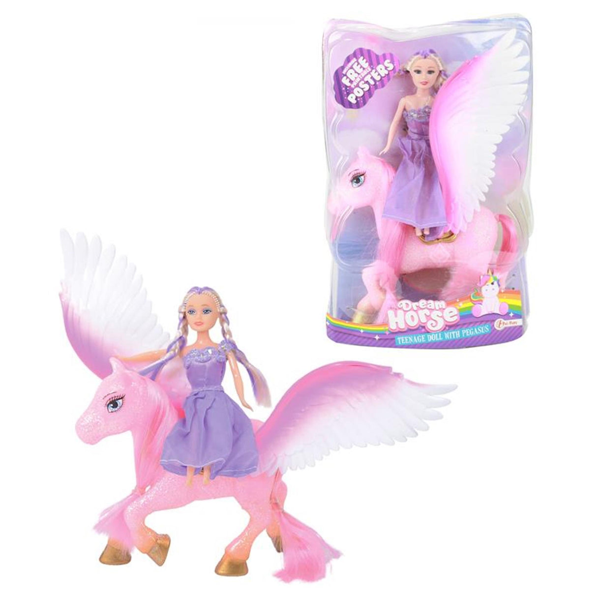Toi-legetøj toi-legetøj teenagedukke 15cm med pegasus
