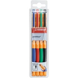 Stabilo pointvisco - rollerball - gel blæk - medium 0,5 mm - etui med 4 farver