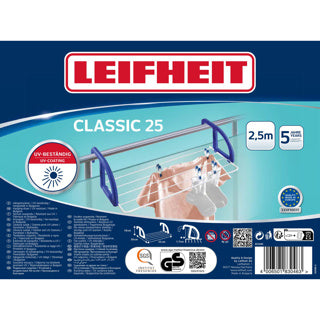 Leifheit hængende tørrestativ classic 25 - tørrelængde 2,5 m tørrelængde - hvid blå