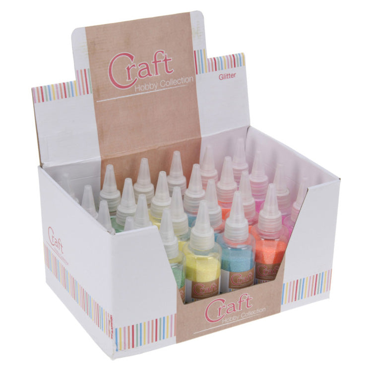 Deco Glitter i flaske, 24 flasker (4x6 farver)
