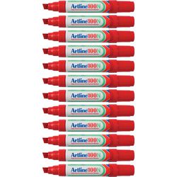 Permanent markør artline 100 ultra 7,5-12mm rød skrå miljøvenlig