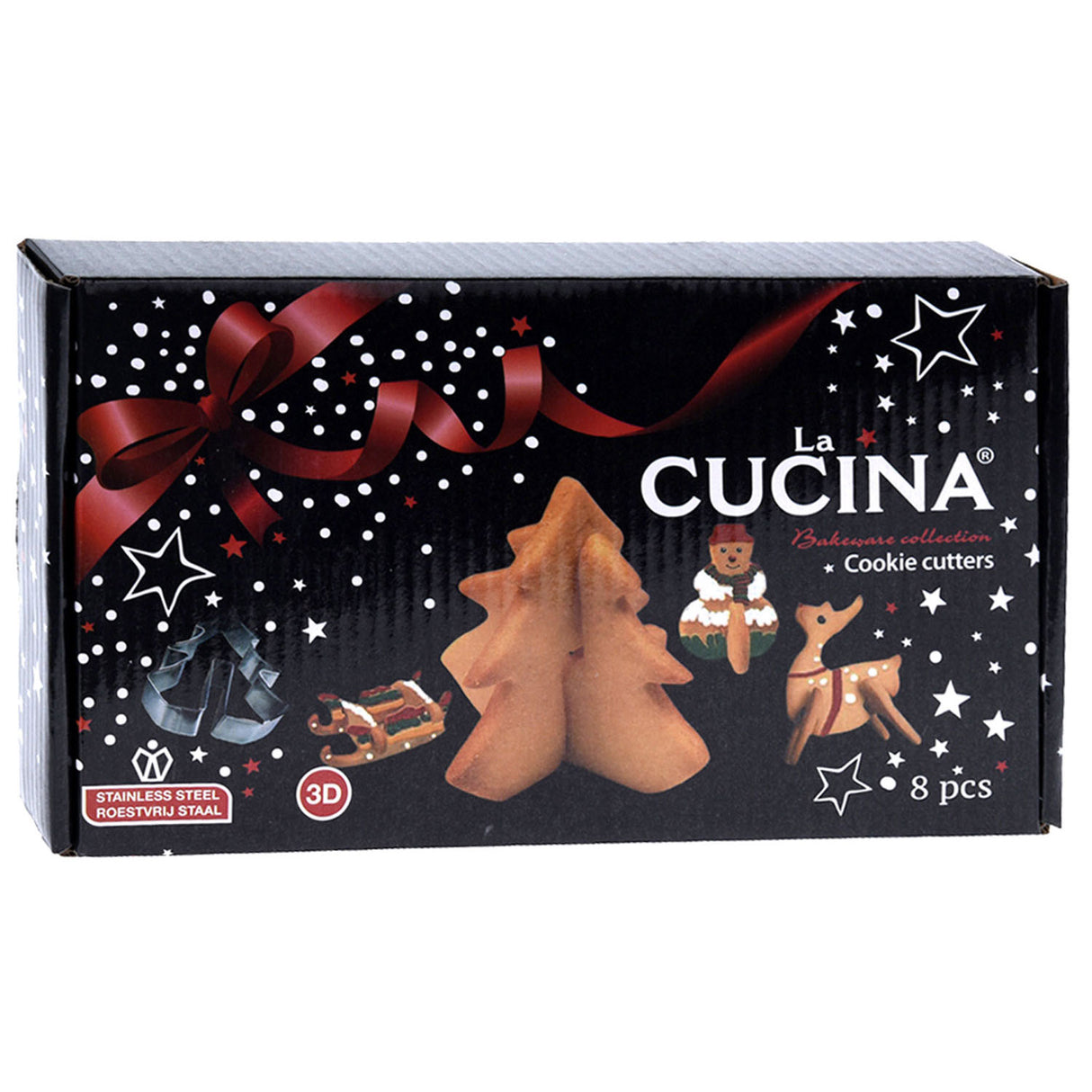 La cucina 3D julekageudstikkersæt, 8 stk.