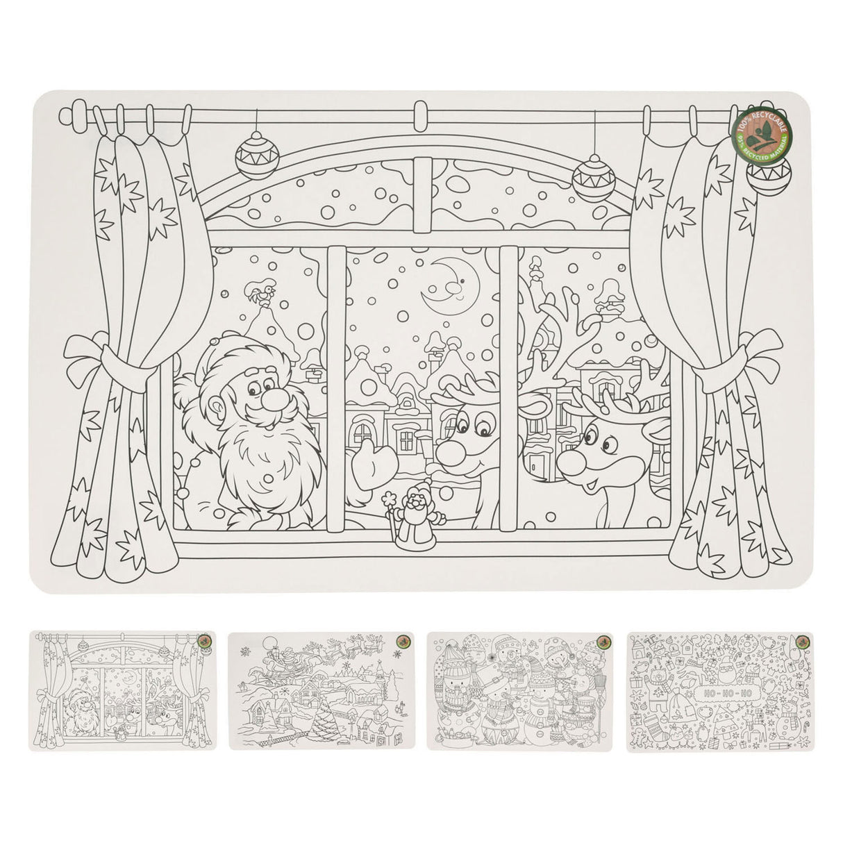 Placemat Christmas Coloring Side, Sæt med 12 stykker
