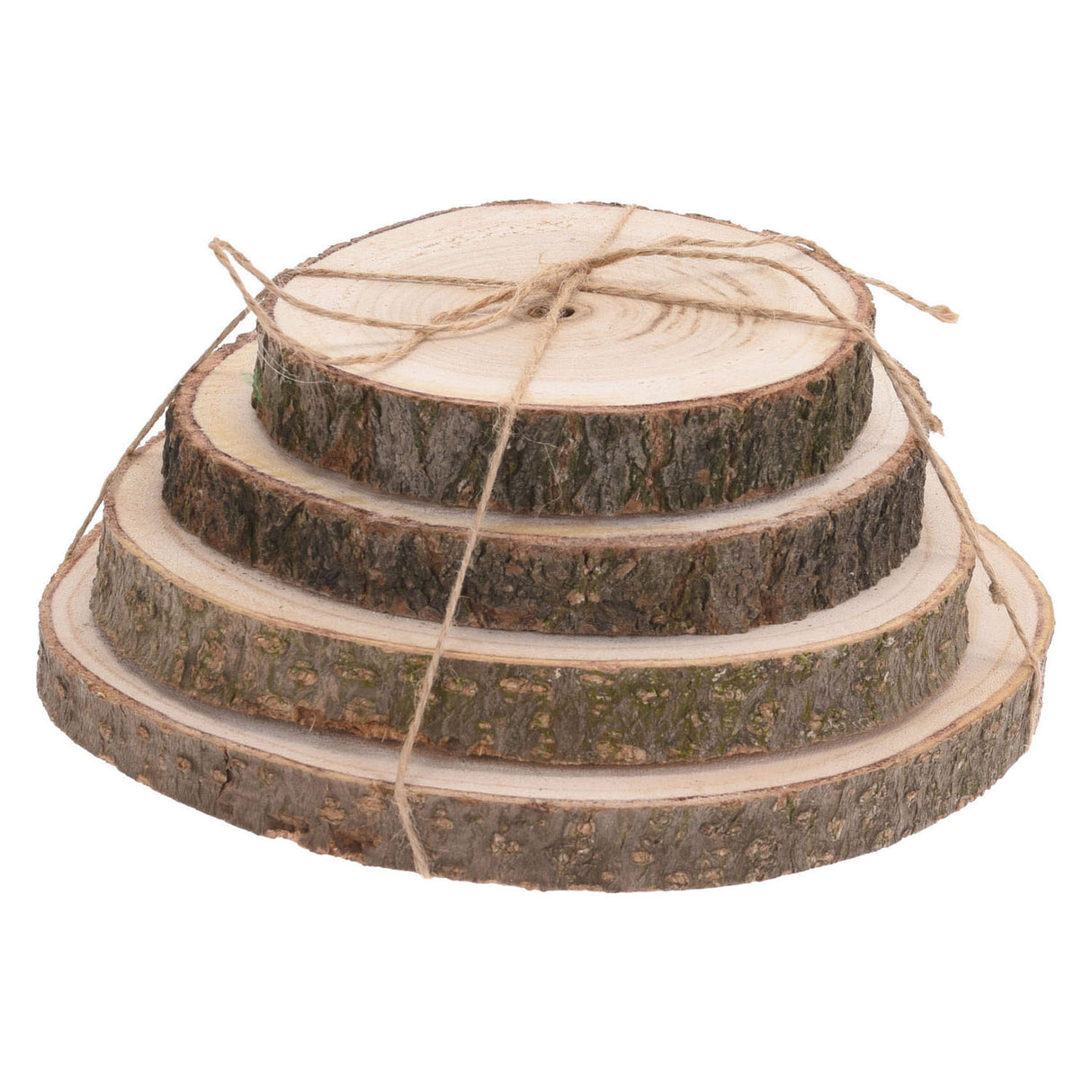 Træskive med Bark Natural, 4 stk.