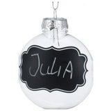 Gennemsigtige julekugler med kridtetiketter, 4 stk.