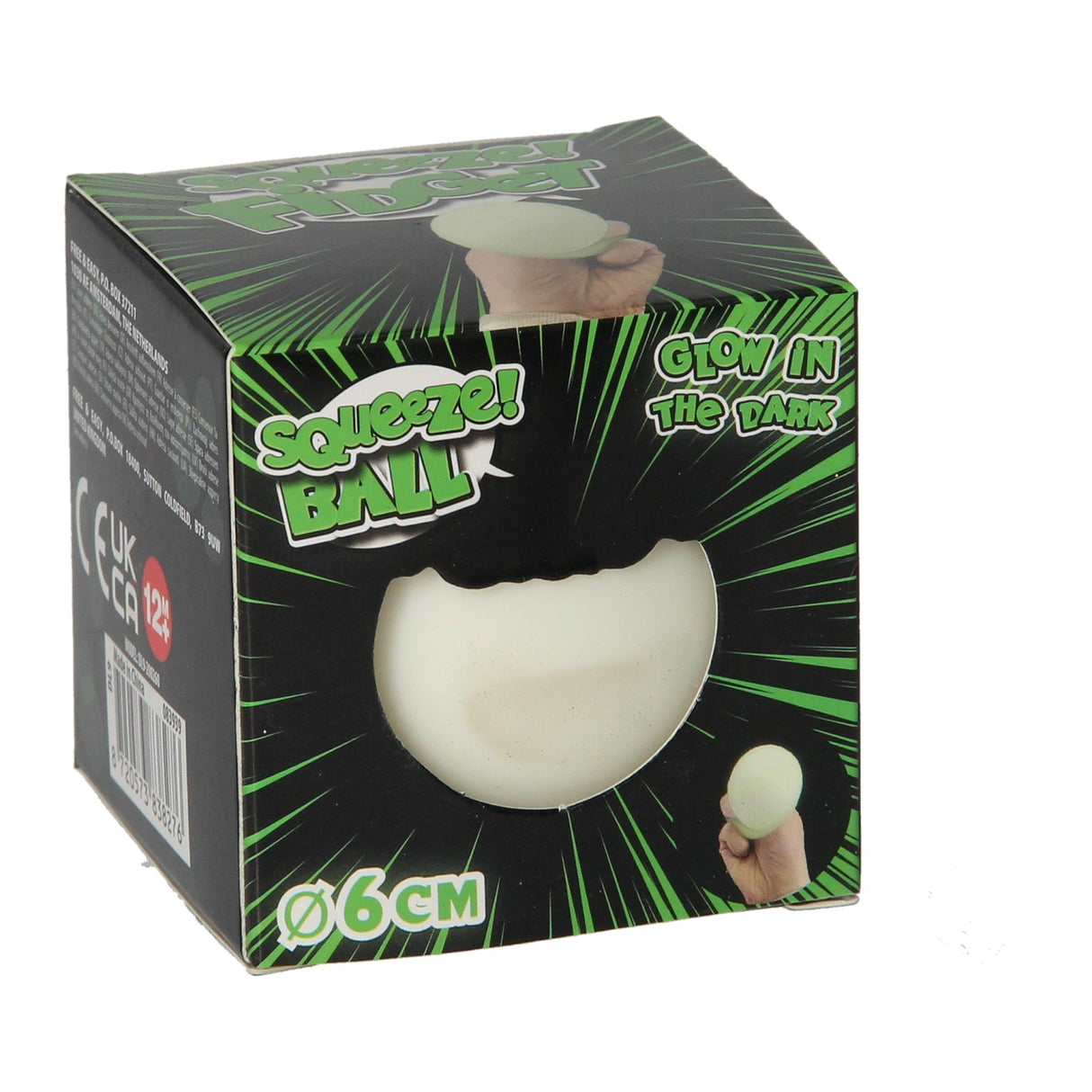 Squeeze ball glød i mørke, 6 cm