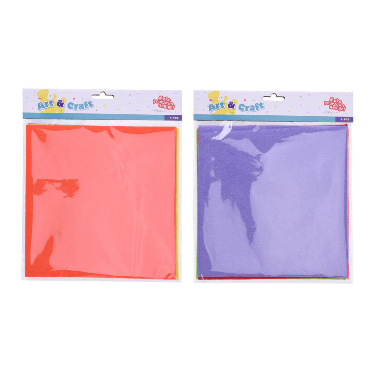 Farvet filt 22x22cm, 4 stk.