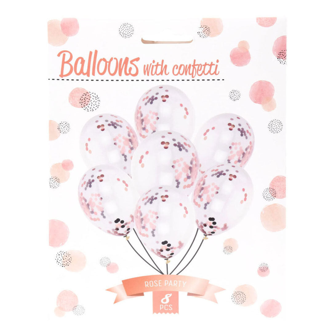 Balloner med Rose Gold Confetti, 8 stk.
