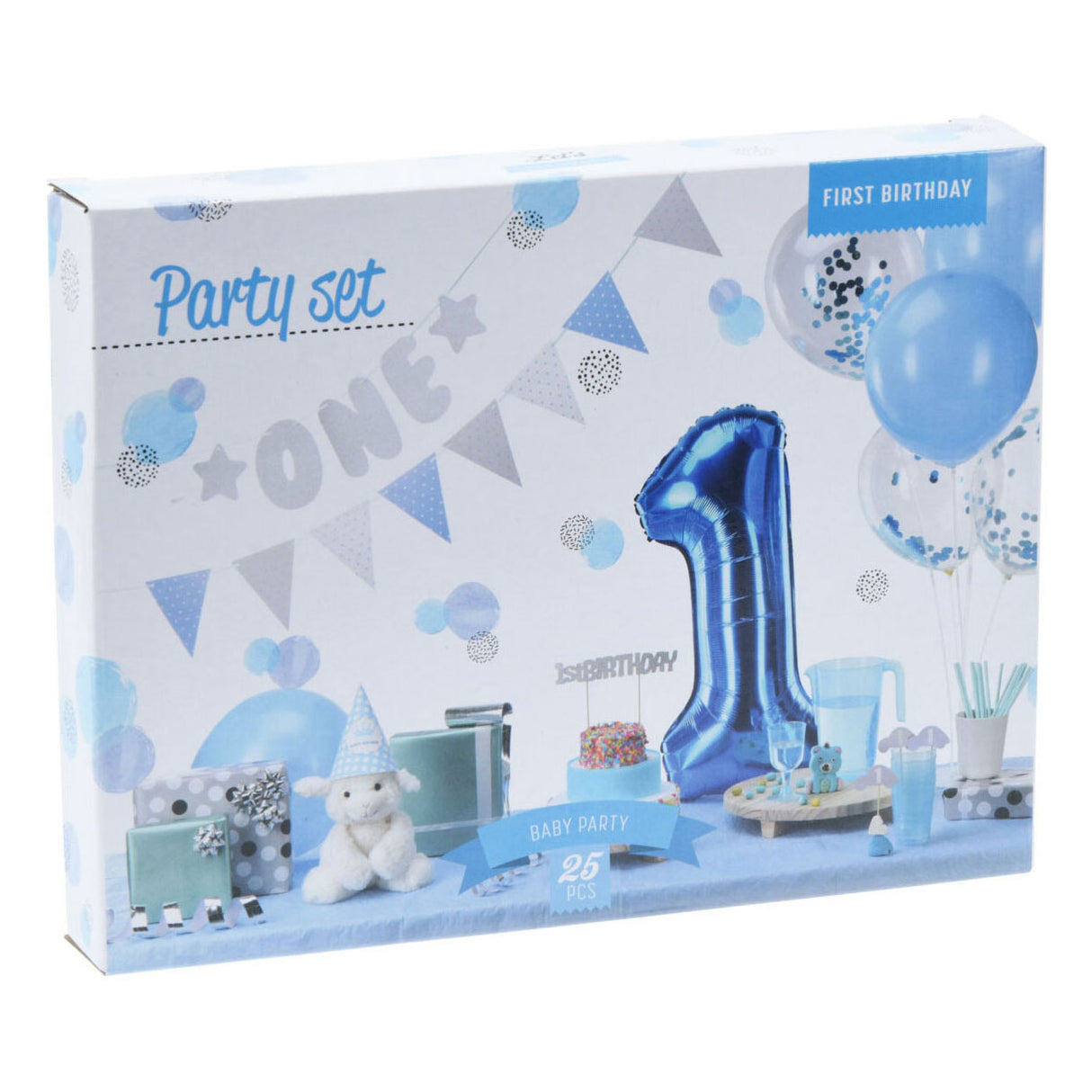 1. fødselsdagsfestdekorationssæt - Blue Boy, 9pcs.