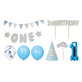 1. fødselsdagsfestdekorationssæt - Blue Boy, 9pcs.