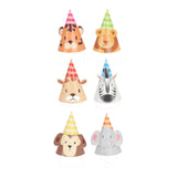 Party Hat Jungle Animals med ører, 6 stk.