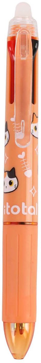 Itotal 4-i-1 sletbar flerfarvet pen orange kat