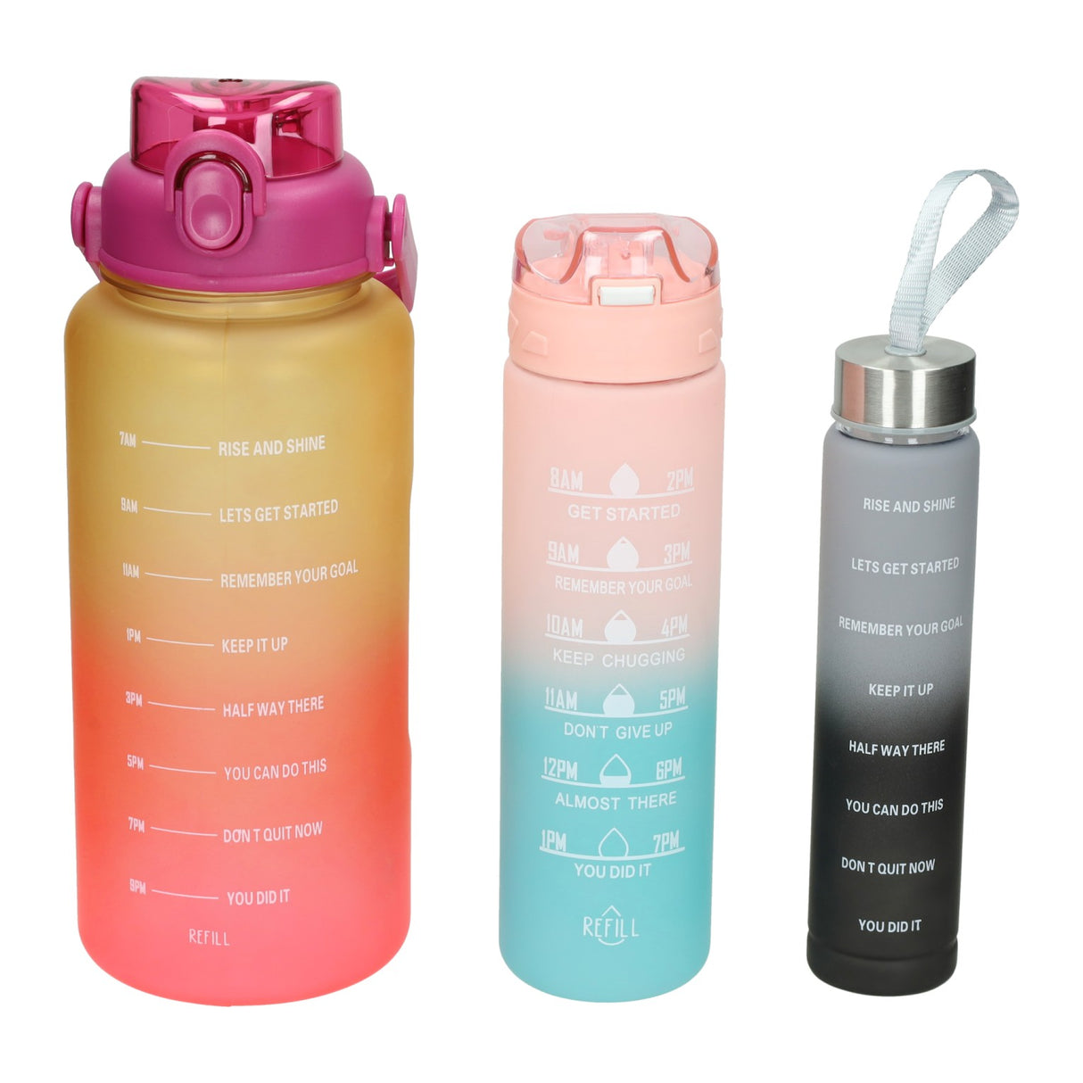 Set drinkflessen 270ml, 650ml en 1800ml