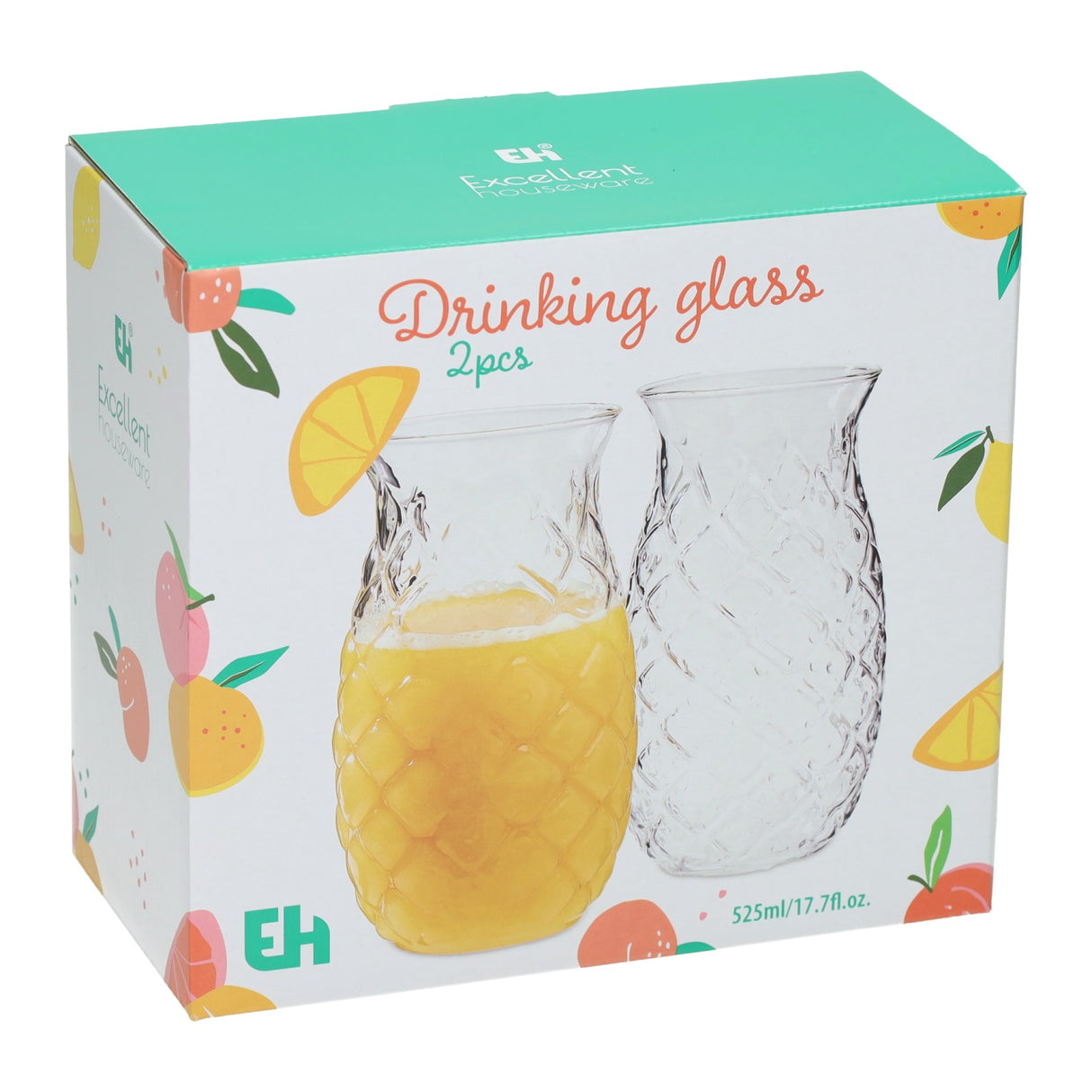 Set drinkglasen in ananasvorm 525ml - 2st.