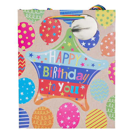 Geschenktasje kraftlook happy birthday - 23x18x10cm