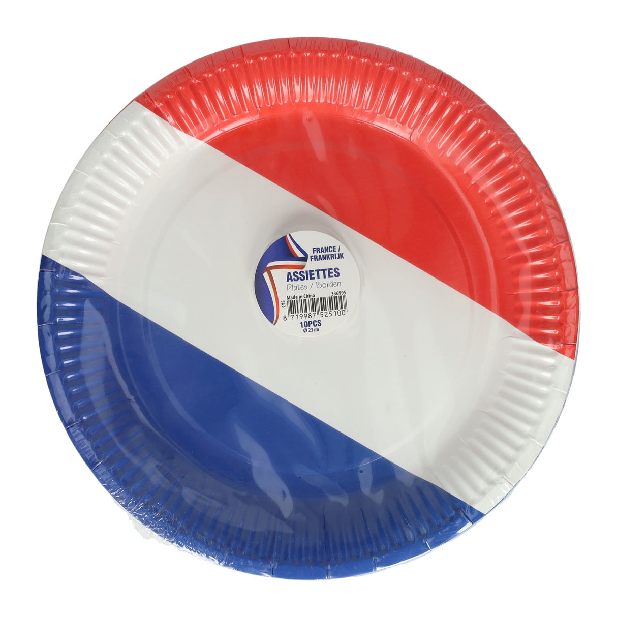 Papieren bord 23cm nederlandse franse vlag