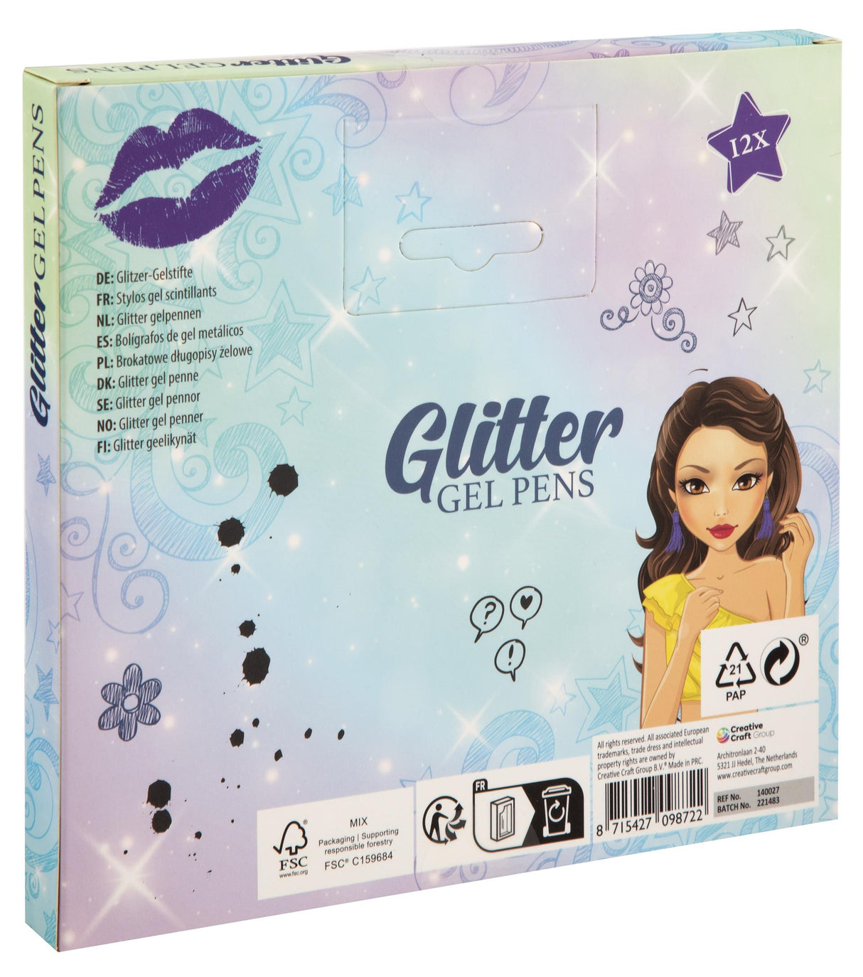 Besties glittergelpennen, 12 ..