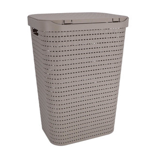 Rotho country - vasketøjskurv med låg - 55 l plastik - cappuccino