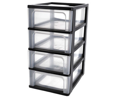 Iris organizer kommodesystem - 4 skuffer - 4 x7l - plastik - sort gennemsigtig