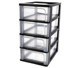 Iris organizer kommodesystem - 4 skuffer - 4 x7l - plastik - sort gennemsigtig
