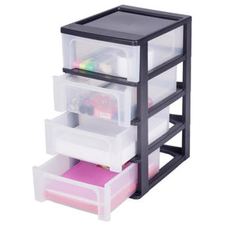 Iris organizer kommodesystem - 4 skuffer - 4 x7l - plastik - sort gennemsigtig