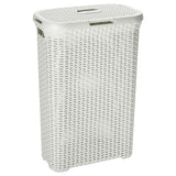 Curver stil vasketøjsboks med låg rattan stil 40 liter elfenben 45x26x62cm