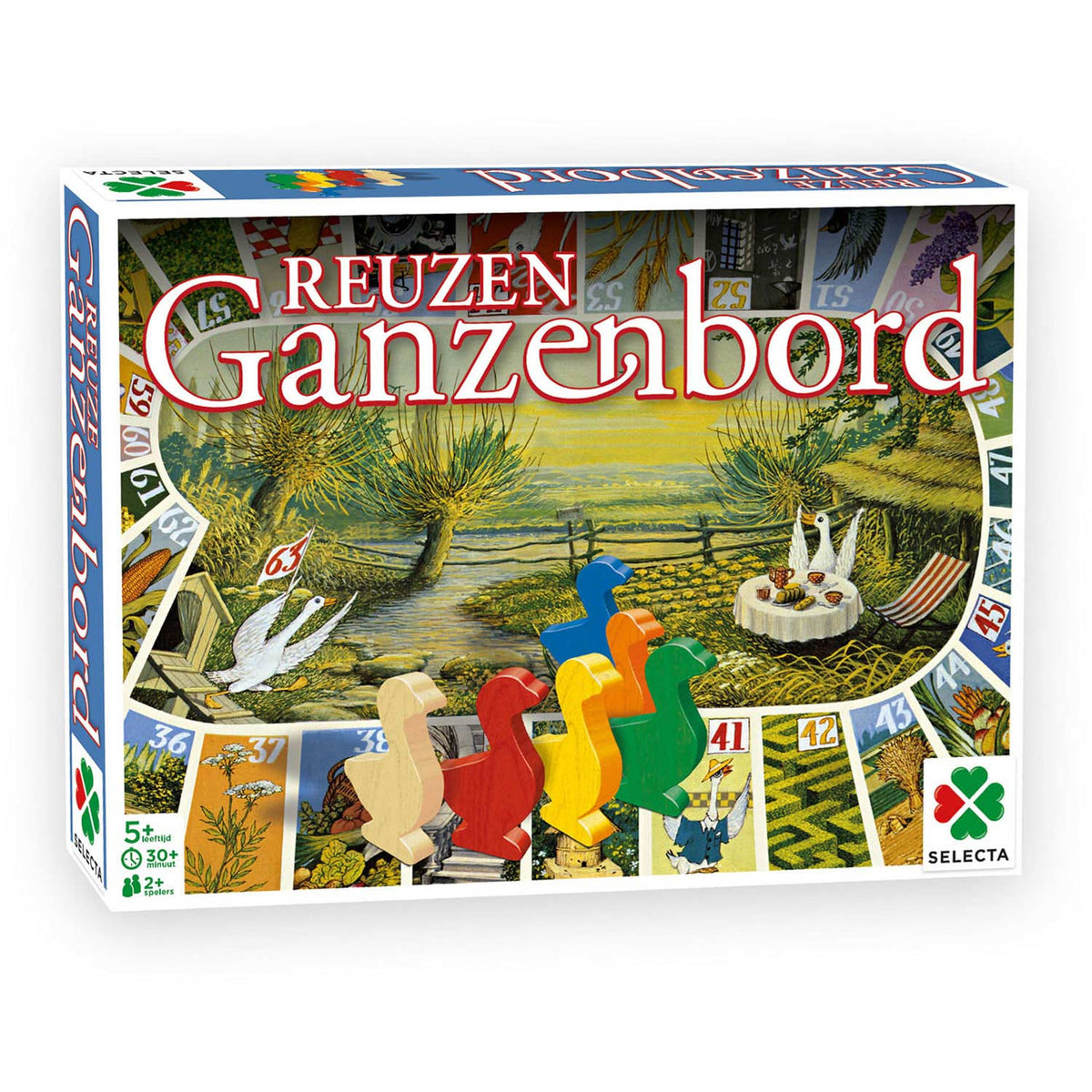 Selecta taktik kæmpe gåsebræt - klassisk brætspil i ekstra stort format - inklusive spilleplade, trægæs og terninger - fra 5 år