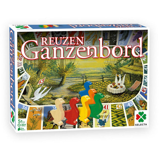 Selecta taktik kæmpe gåsebræt - klassisk brætspil i ekstra stort format - inklusive spilleplade, trægæs og terninger - fra 5 år