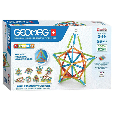 Geomag super farve genbrugt - magnetisk byggelegetøj med paneler - 93 styk - fra 3 år