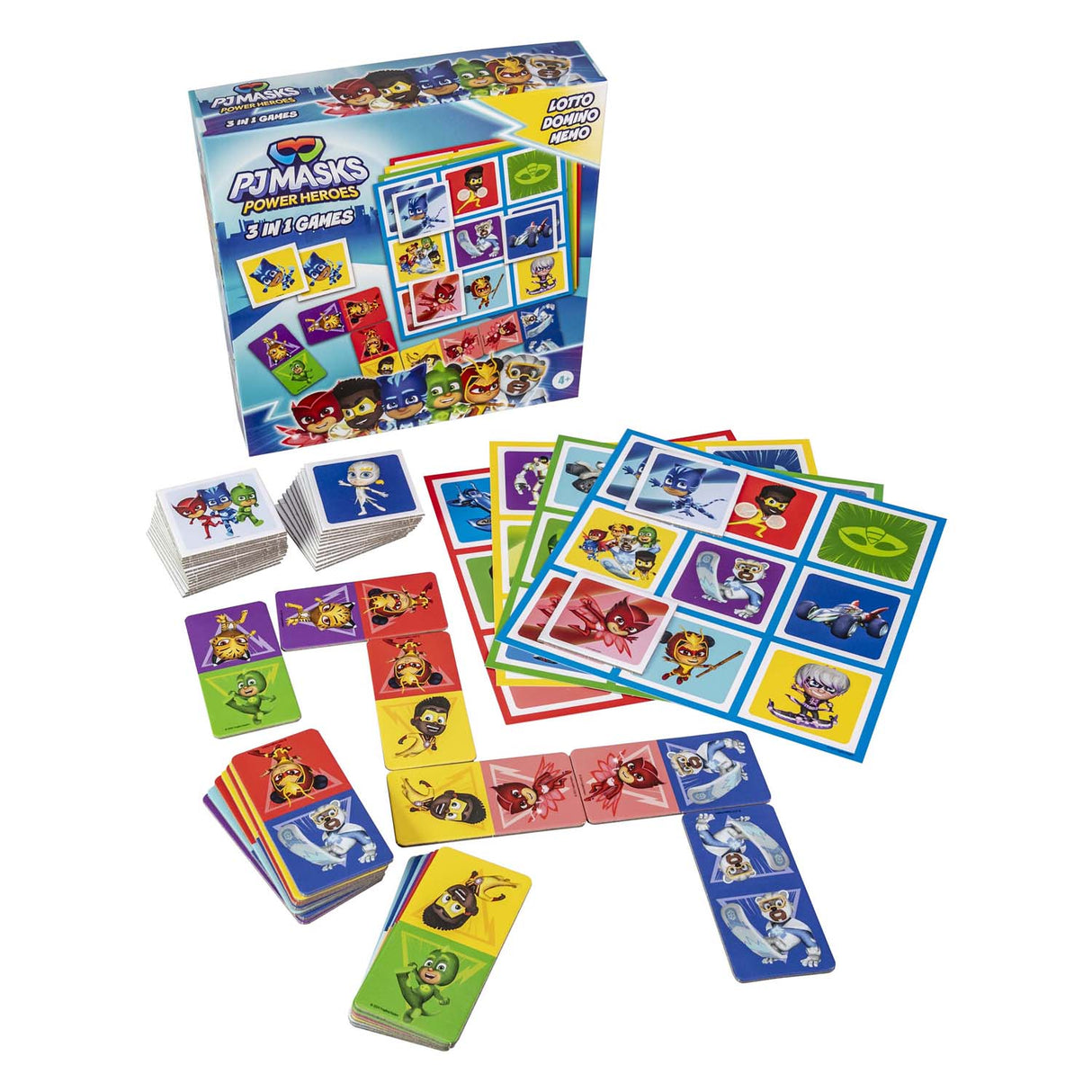 Tactic pj masks 3-i-1 spilsamling – kortspil – lotto – domino – memo – børnespil fra 4 år